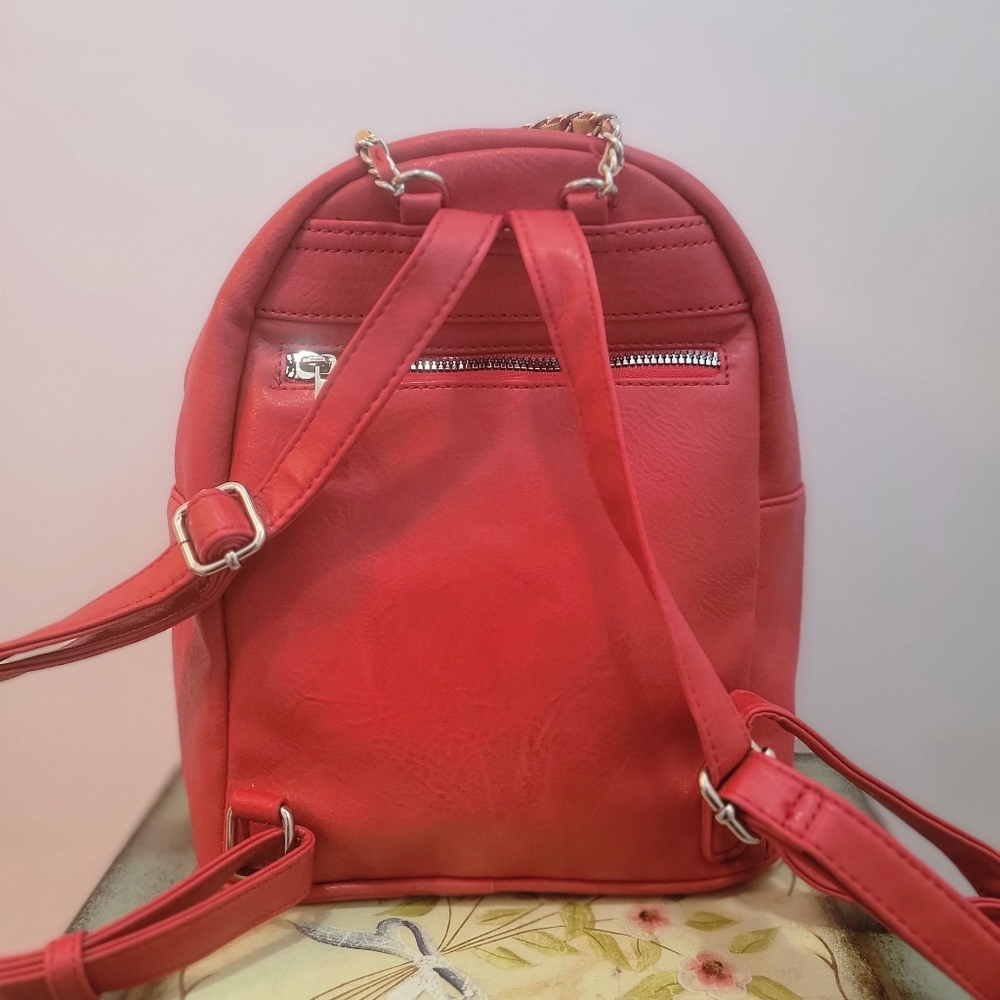 Sam and Hadley Red Vegan Leather Mini Backpack - Picture 4 of 8